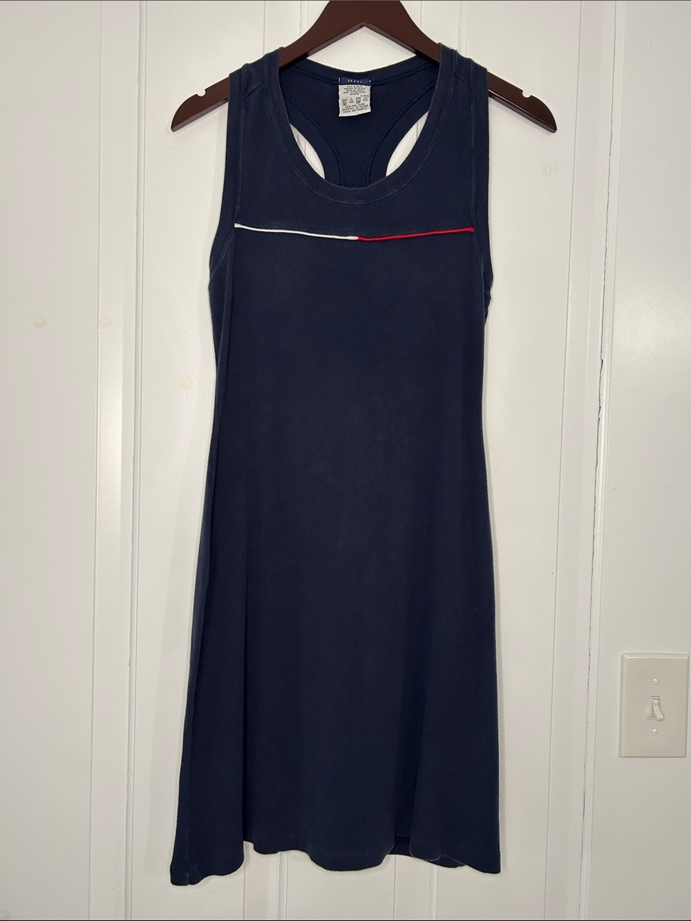 Vintage 100% cotton Tommy Hilfiger Navy Tank Mini Dress with Red & White design